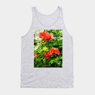 Bright Red Geraniums Tank Top